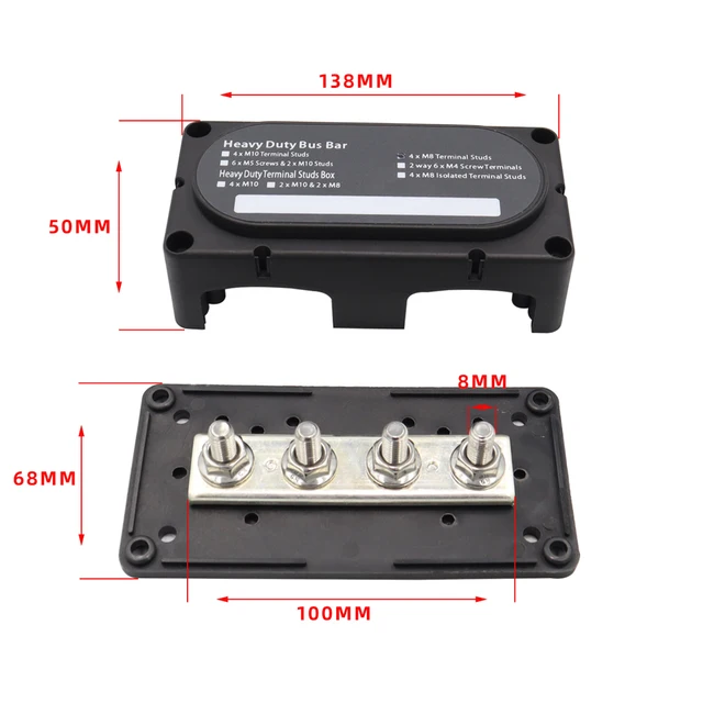 Sammelschiene 250 A - 4 Bolzen M8 inklusive Anschlusskabel 35mm2 -  yachtpower