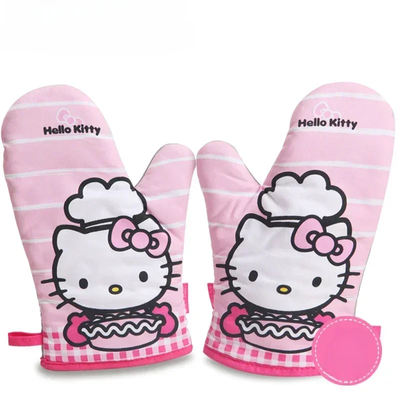 

Anime Sanrio Kawaii HelloKitty Scald Resistant Gloves Special for Microwave Oven and Oven Thickened High Temperature Resistance