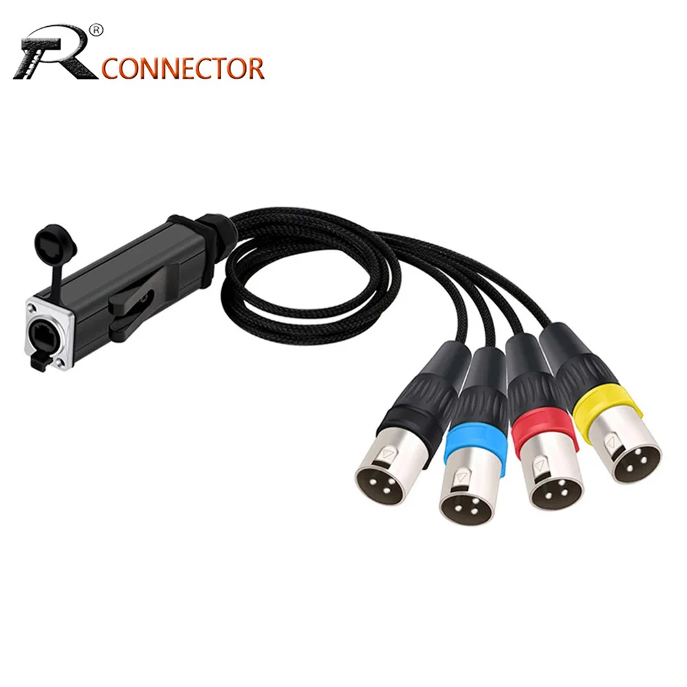 Rede Conversor Rj45 Cat5 Fêmea para Canais Pinos Xlr Macho Fêmea Cabo Conector Xlr Adaptador de Áudio Novo