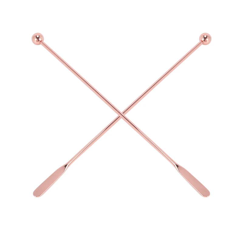 5Pcs Stainless Steel Stirrer Beverage Stirrers Stir Cocktail Swizzle Stick-Rose Gold-Straight Bar,19Cm