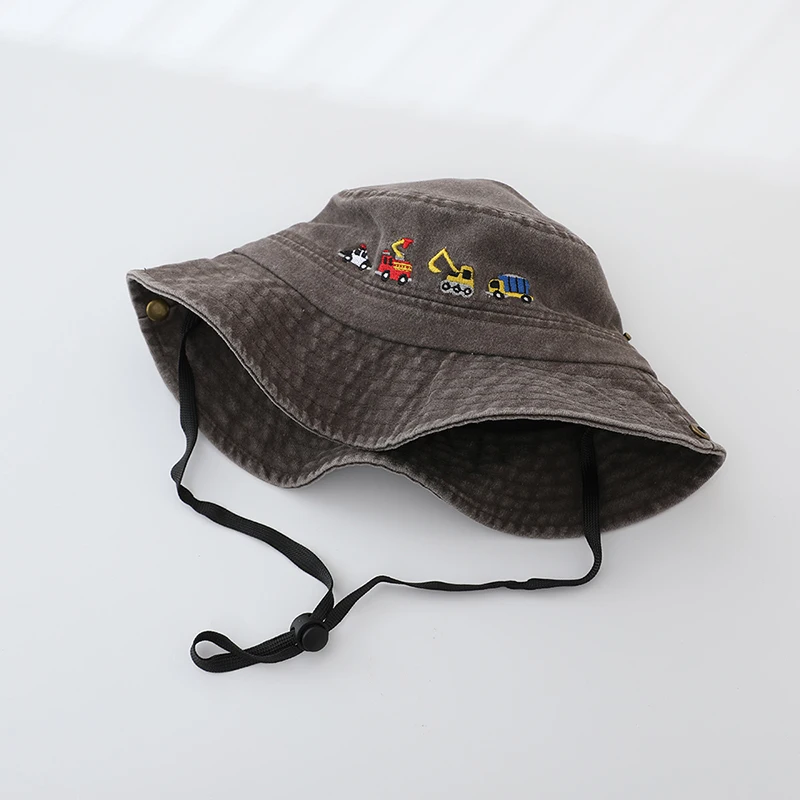2025 Summer Children 's Sports School Baby Boys Embroidered Vehicles Outdoor Kids Caps for 3-8Years Adjustable Fisherman's Hat