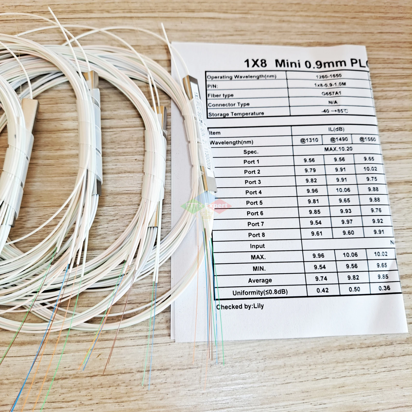10pcs/lot 1x2 1x4 1x8 1x16 fiber optic PLC splitter without connector cable 0.9mm Mini Blockless 2,4 Ports PLC Splitter
