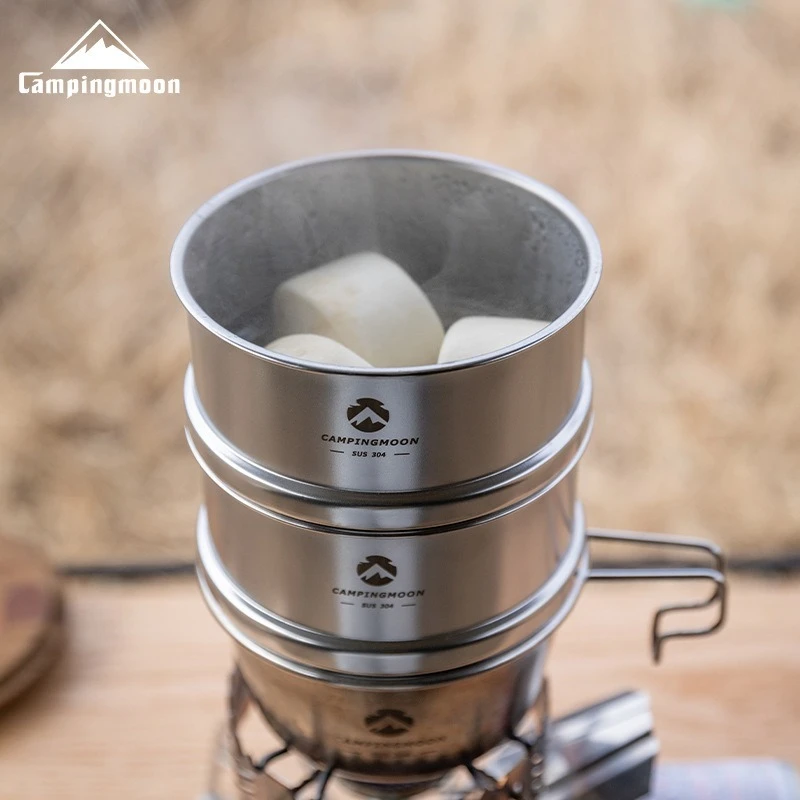 CAMPINGMOON Outdoor Camping Picnic Stainless Steel Xiao Long Bao Steamer Picnic Portable Shiraz Bowl Steamed Tray camping cookware camping cookware set