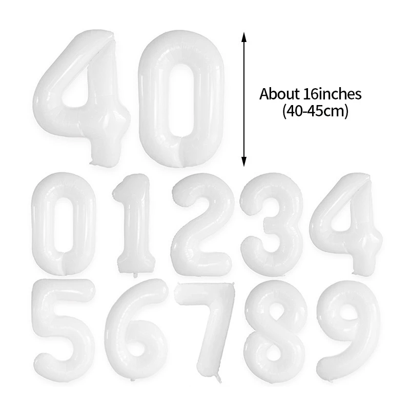 Description Picture 4 of itemWhite Digital Balloon Simple Latex Balloon Number 0-9 Wedding Anniversary Decoration DIY Birthday Party Decor Ins Photo Props
