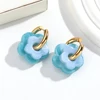 Boucles d'oreilles en forme de fleur acrylique colorée pour femmes et filles, cercles en acier inoxydable, tendance 2025, bijoux cadeaux