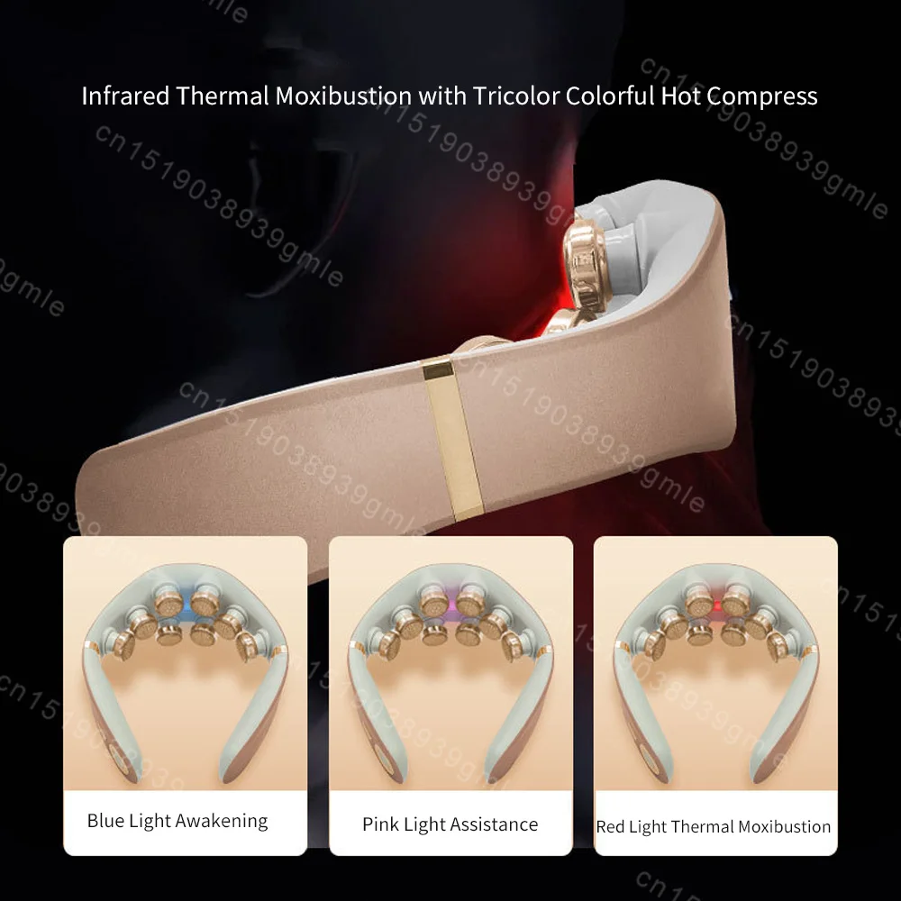 Pulse Neck Massager 8D Electric Shiatsu Neck Massager Deep Tissue Vibration Hot Compress Shoulder Neck Cervical Spine Machine