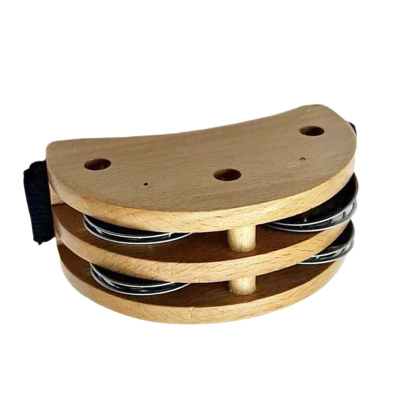 Foot Tambourine with Steel Bells Percussion Shakers Foot Tapping Tambourine A52F