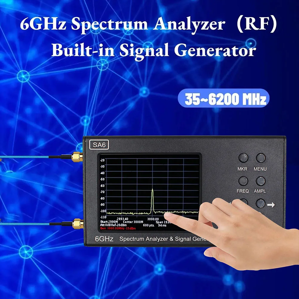 SA6 스펙트럼 분석기 및 신호 발생기, 휴대용 스펙트럼 분석기, WiFi 2G 4G LTE CDMA GSM 신호용, 3000mAh 배터리, 6GHz