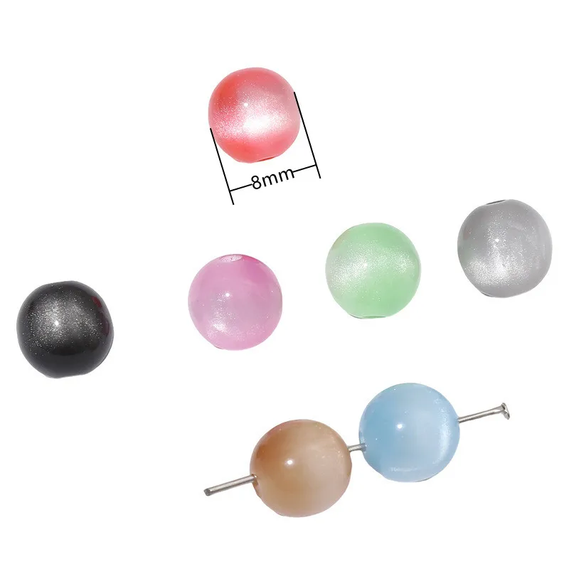 10 Teile/los 8mm Harz Imitation Cat Eye Runde Lose Perlen Für DIY Handgemachte Armband Halskette Schmuck Machen Handwerk Zubehör – Detail 1