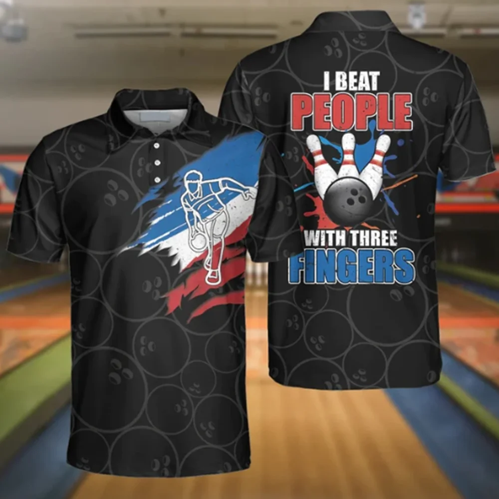 Bowling Polo shirt men's funny bowling jersey personalized bowling team league shirt 3D printed Polo T-shirt