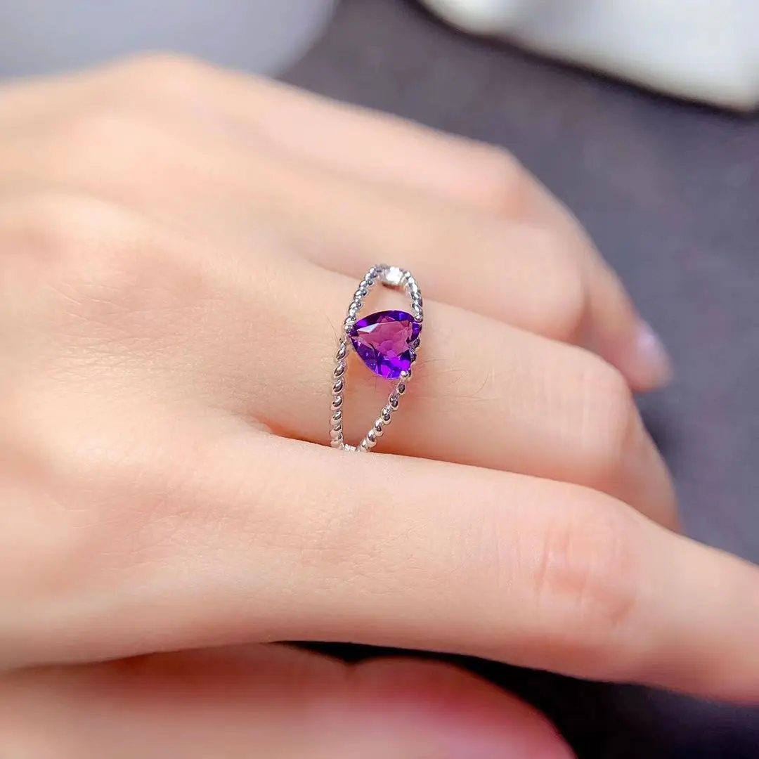 Heart-shaped Purple Zircon Brass Engagement Ring – GTHIC