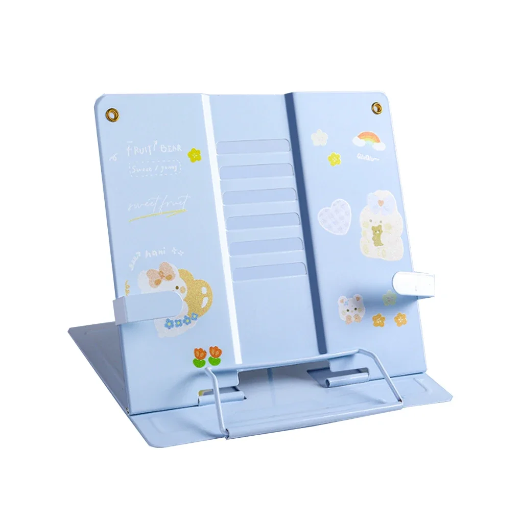 Metal Book Stand Eye Protection Folding Reading Rest Stand Cookbook Holder Document Clamp Portable Collapsible Book
