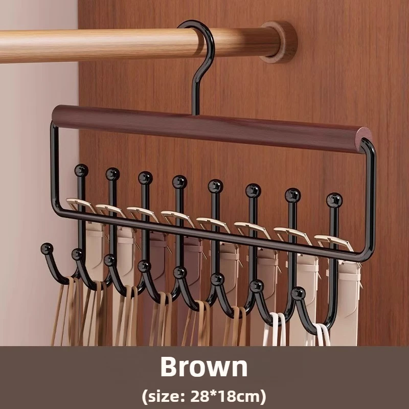 Multifunctional Solid Wood Hook Wardrobe Drying Rack and Storage Hanger