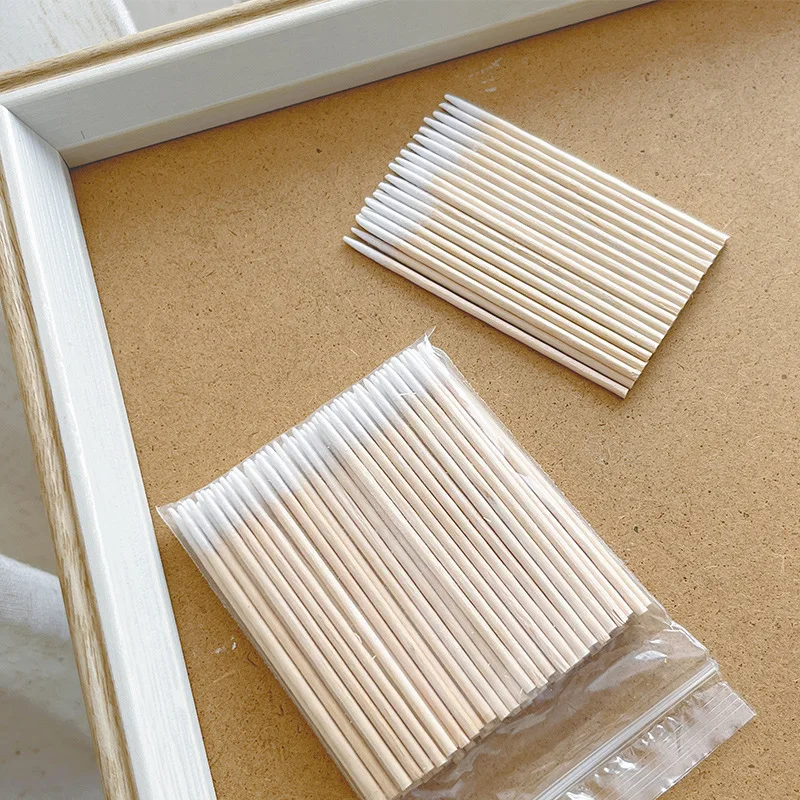 Nails Wood Swab Clean Sticks Bud Tip Wooden Cotton Head Manicure Detail Corrector Nail Art Polish Remover Nail Salon Tool 100Pcs