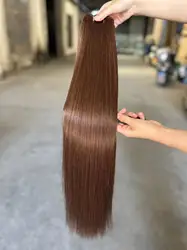 Blonde Straight Synthetic Hair Extensions - Smooth Yaki Weave with Full-Length Finish, Free Shipping - 1pc (Coffee Brown)