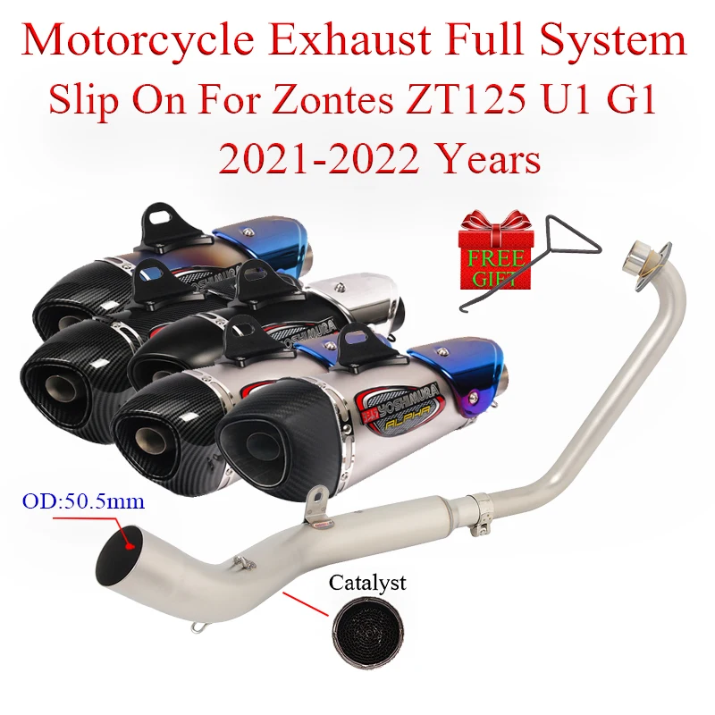 

Motorcycle Exhaust Full System Link Pipe For Zontes ZT125 U1 G1 2021 2022 Modified Muffler Moto Escape Motorcross Yoshimura
