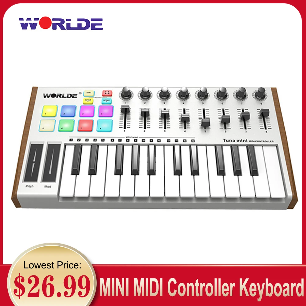 Bueno discordia Asistente Worlde Mini Usb Midi Controller | Worlde Tuna Mini Midi Keyboard - Mini -  Aliexpress