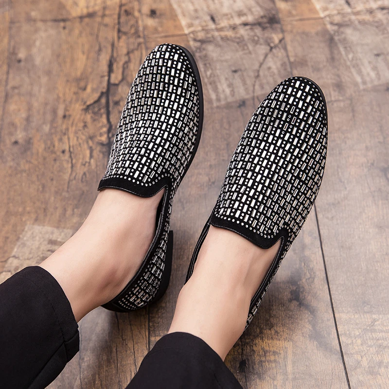 Men Fashion Lefu Shoes Pointed Flat Heel Driving Shoes Fashion Casual Trendy Shoes Black and White Gold 38-46 Men Shoes