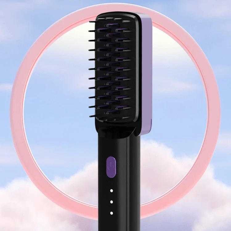 Rechargeable Hair Straightening Comb Negative Ion Non-Harmful Portable Electric Comb Straightener Clip Curling Wand Clipper