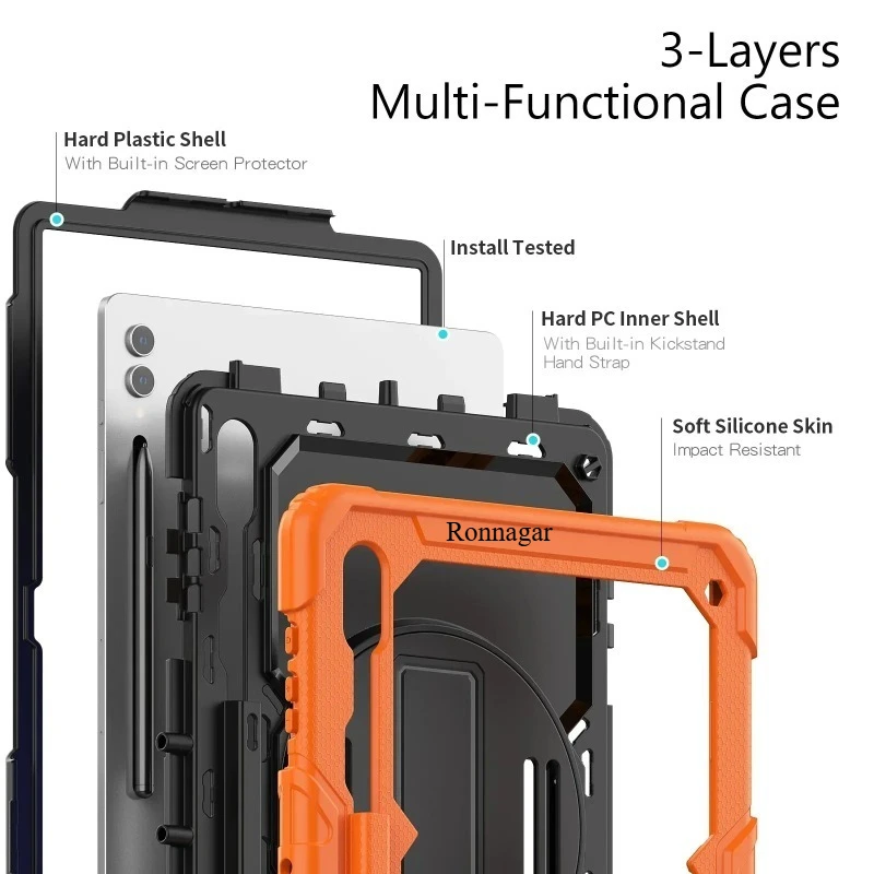 Heavy Duty Shockproof Protective Tablet Case with Screen Protector, 13.1″