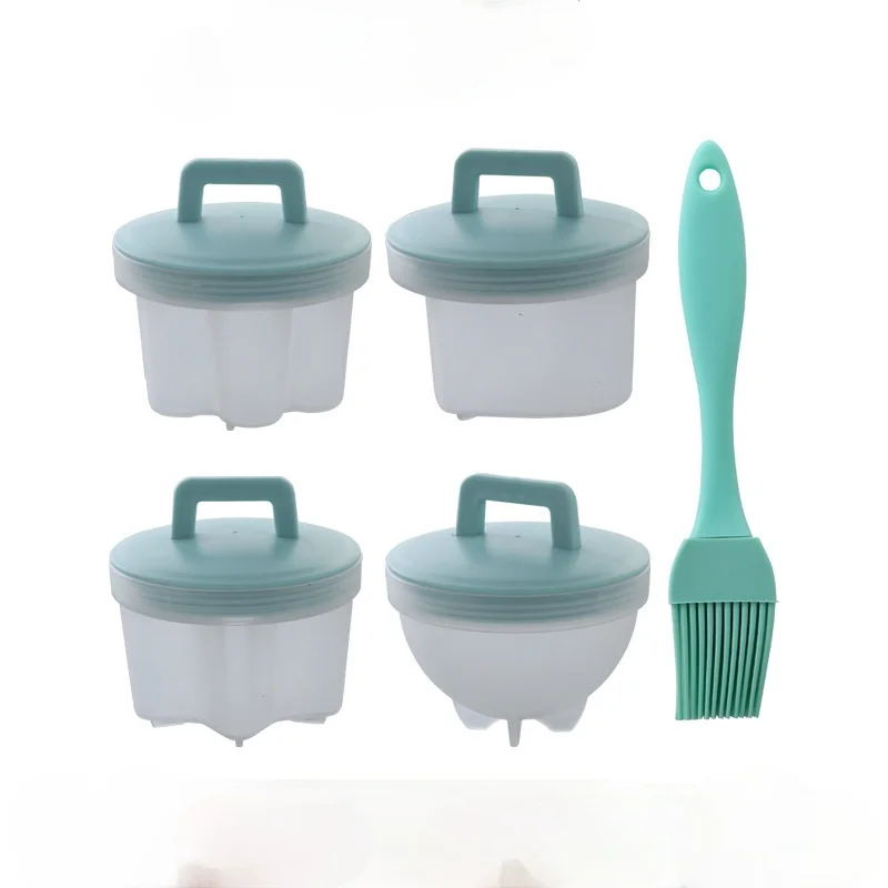 5pcs/set Food Grade Soft Silicone Egg Poacher Breakfast Steamed Egg Mould Cook Poach Cup Kitchen Cooking Tools