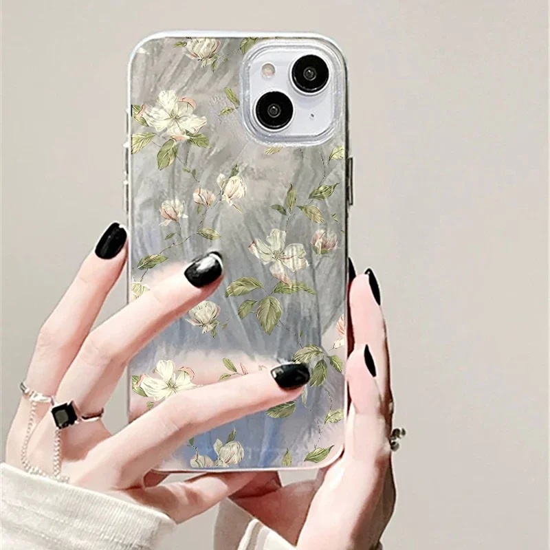 Pastel Cherry Blossom Leaves Flower Laser Cover Case