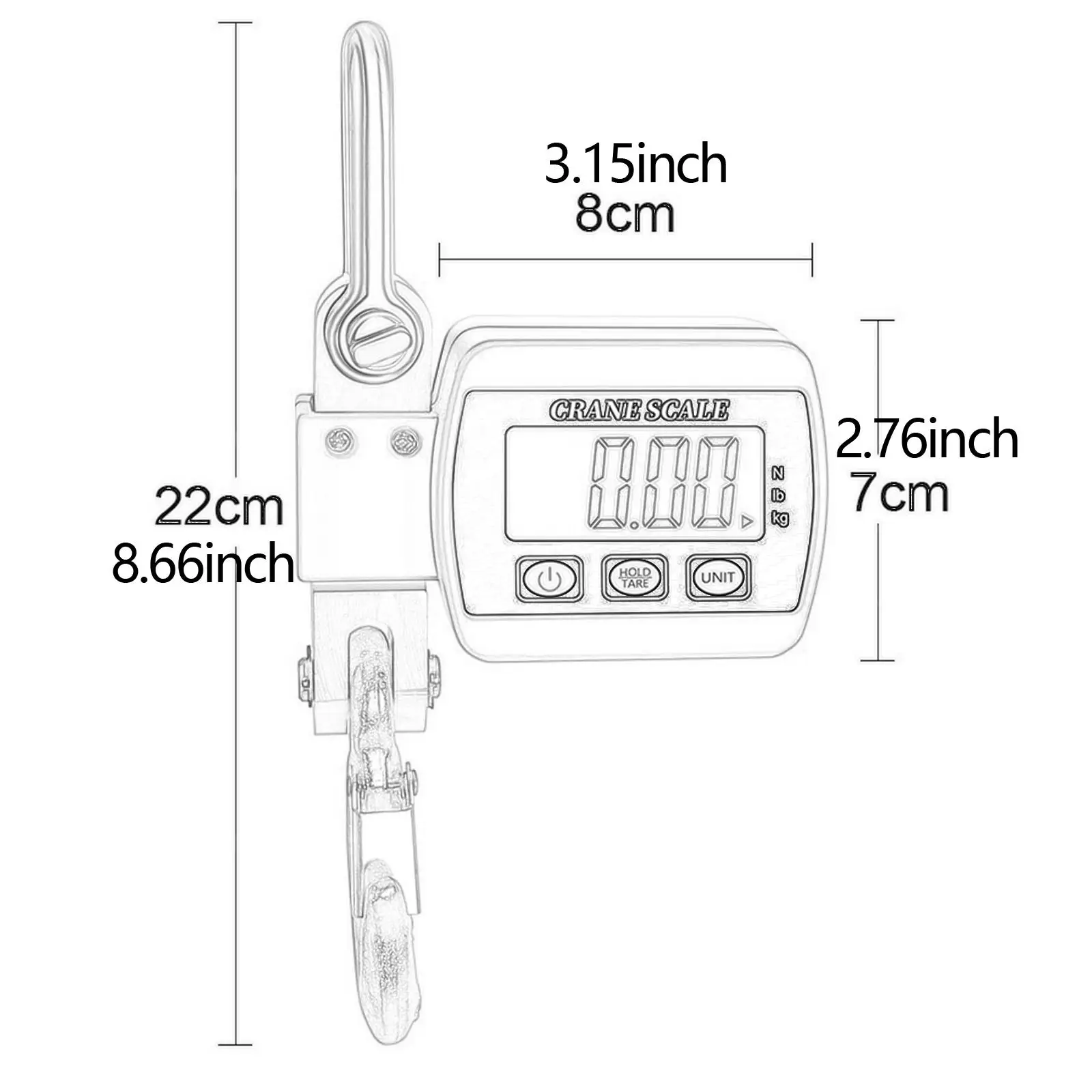 Industrial Digital Crane Scale 1000 lbs Display 3 Units Change for Farms Industrial Digital Crane Scale 1000 lbs Display 3 Units Change for Farms