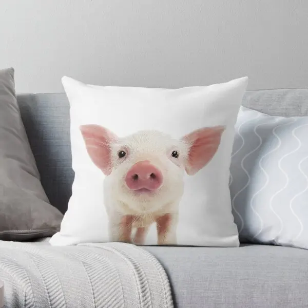 

Baby Pig Portrait Printing Throw Pillow Cover Square Sofa Bed Soft Bedroom Anime Hotel Fashion Pillows not include One Side