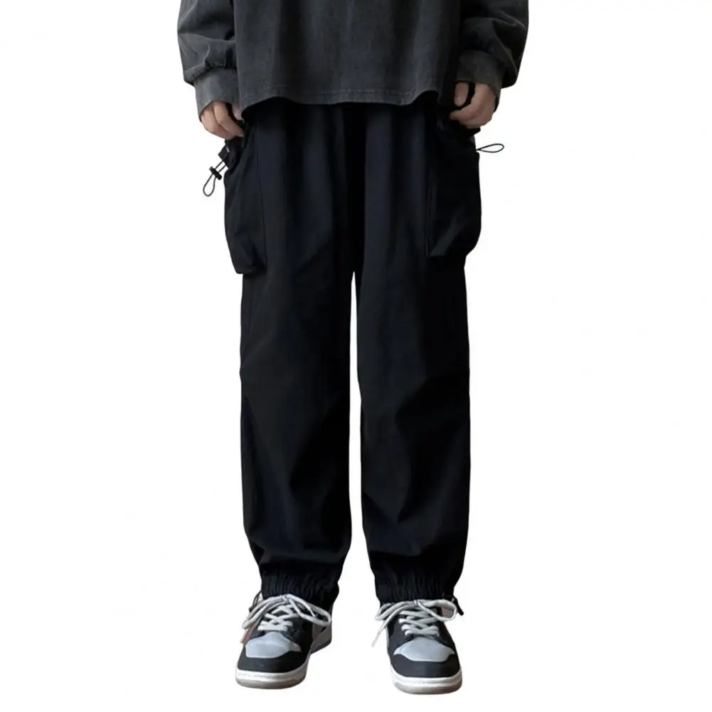 

Men's Pants Drawstring Elastic Waist Loose Straight Multiple Pockets Cotton Blend Cargo Pants