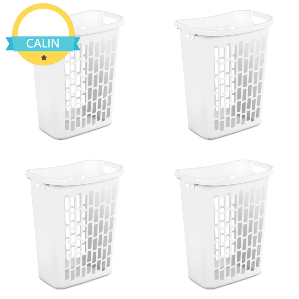 

Mainstays Rectangular Open Laundry Hamper Plastic, White, Set of 4