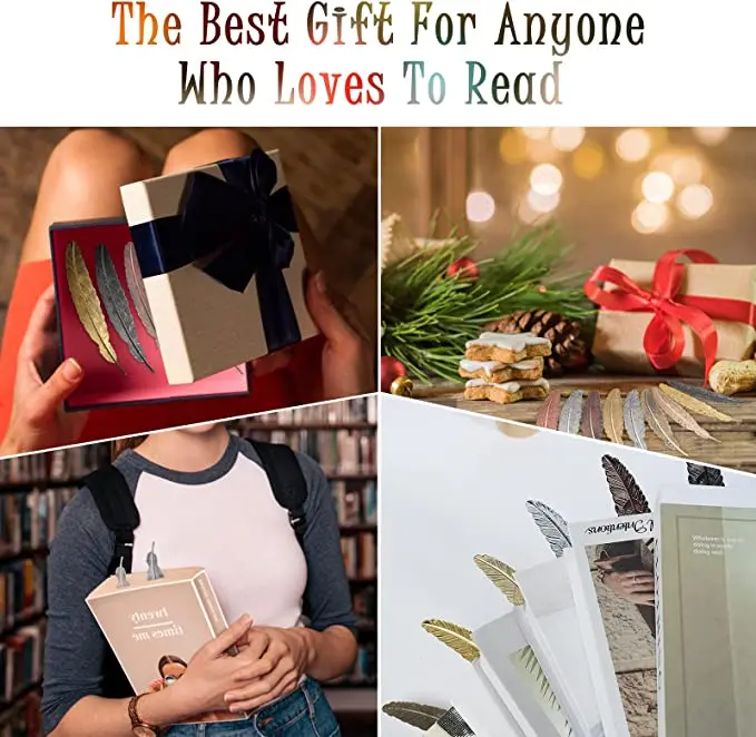 

9 Pieces Feather Bookmark Reading Magazines Book Mark Stationery Jewelry