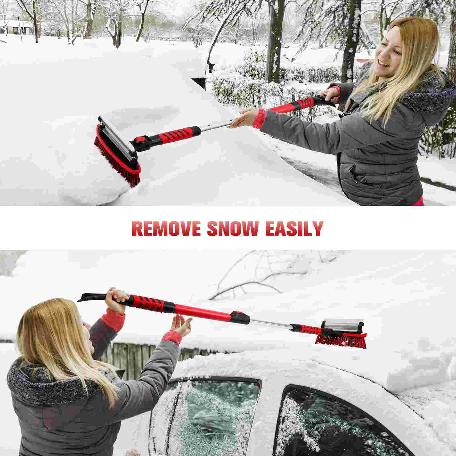 Telescopic Snow Brush Ice Cars Scraper Defrosting Removal Broom Detachable Bristles: Pvc House Roof