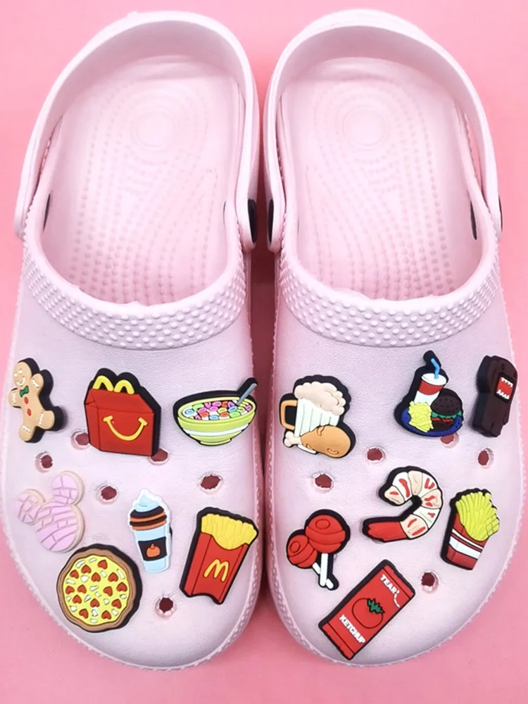 Kawaii Food Fries PVC Pins Croc Charms Designer Clog Shoe