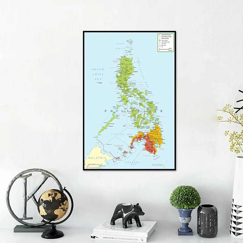 59*84cm The Philippines Administrative Map In English Canvas Painting Unframed Poster and Print Living Room Home Decoration
