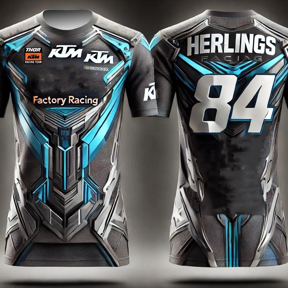 여름 아이스 블루 샤프 새로운 도착 KTM 유니섹스 2026 3D 프린트  84 블루 MXGP 레이싱 팀 티셔츠 성인 통기성