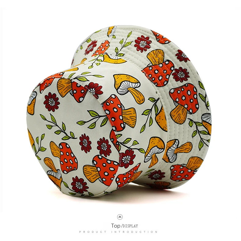 Cartoon Mushroom Bucket Hat Reversible Colorful Cap-Giltoria