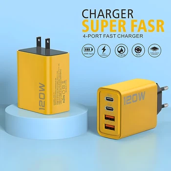 4 Ports USB C PD Charger Quick Charge 3.0 Type C USB Phone Chargers Fast Charging Adapter For iPhone 15 14 Samsung Xiaomi Huawei 3