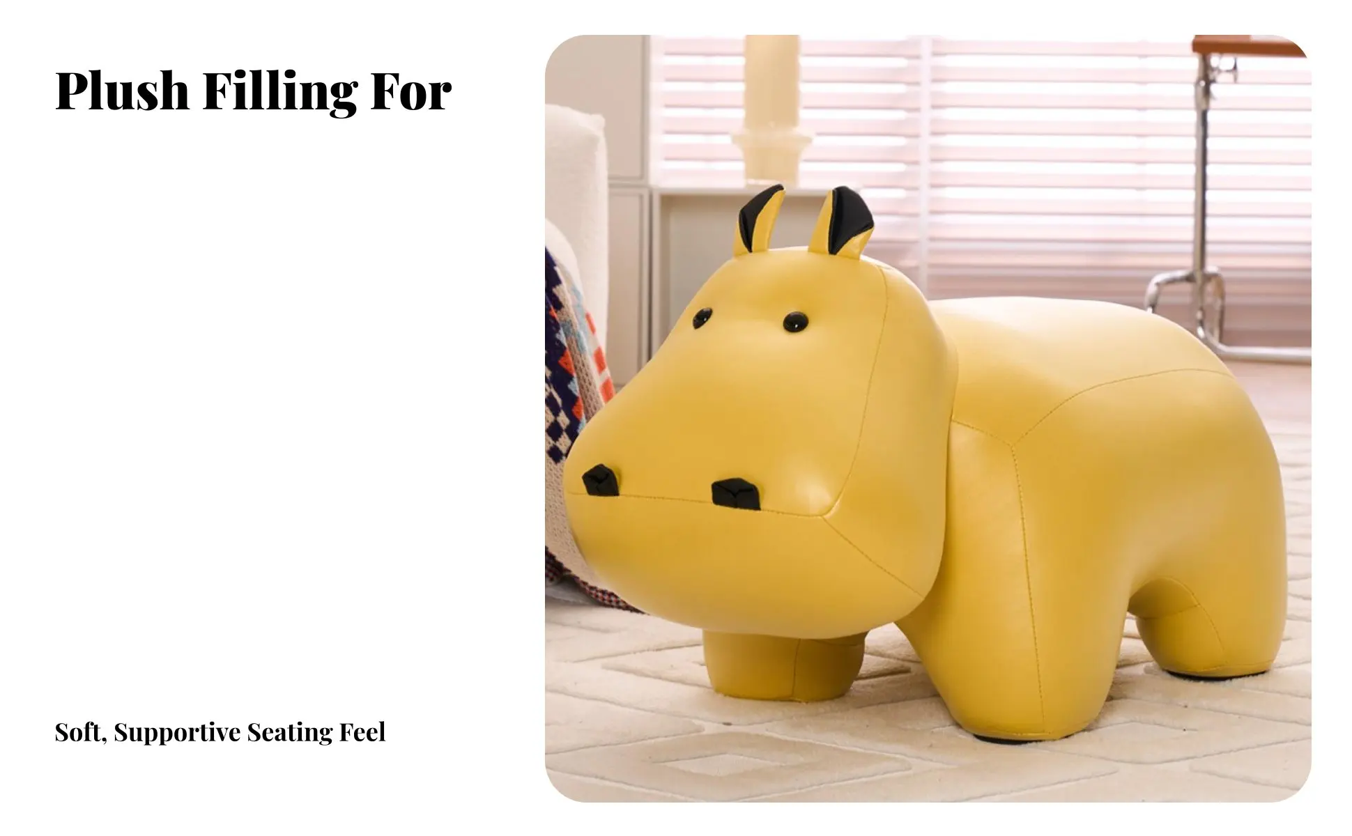 Cartoon Hippo Ottoman Multi-Functional creature Stool Soft Padded Seat Easy to Assemble for Parents, Entryway, Bedroom, Office