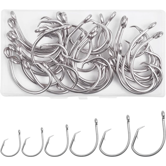 Fishing Hooks Saltwater Circle Hooks Kit, 110pcs Stainless Steel Hooks  3X-Strong Live Bait Hooks Catfish Hooks Sharp Saltwater Fishing Hooks