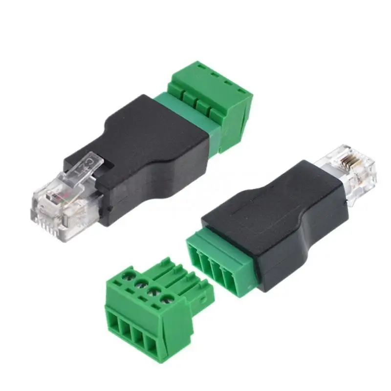 1/2Pcs 6P4C 남성-4핀 나사 터미널 RJ11 이더넷 커넥터 변환기(전화 수신기용) 연장 케이블 어댑터