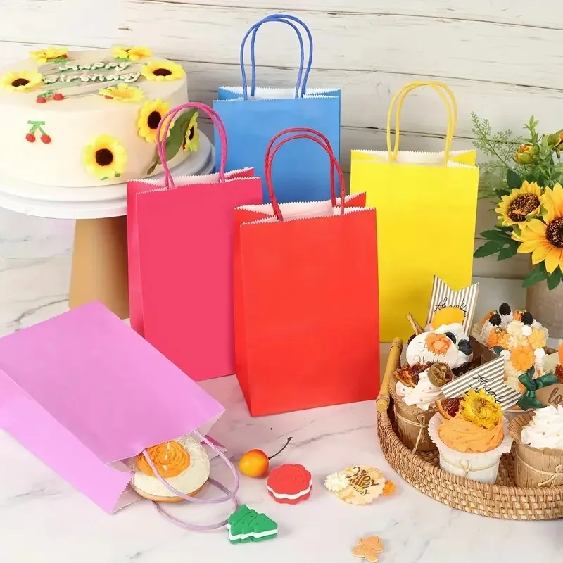 10/20PCS Bunte Kraft Geschenktüte Bunte Tasche Geschenk DIY Hochzeit Party Halloween Weihnachten Geburtstag Lieferungen – Detail 5