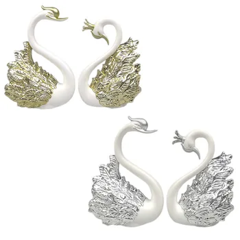 2Pcs Swan Figurines – Cake Topper, Collectible Ornaments & Home Decoration Accessories 1