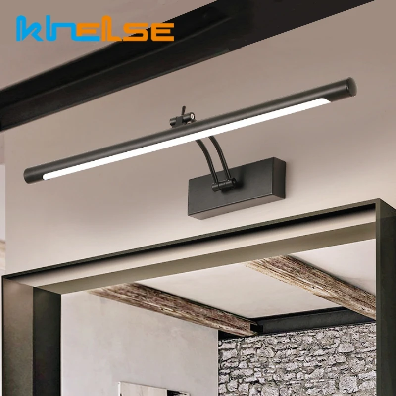 

Modern LED Vanity Wall Lamp 40/55cm Bathroom Mirror Black Sconce Cosmetic Bedroom Warerproof Indoor Wall Light Fixture AC85-265V