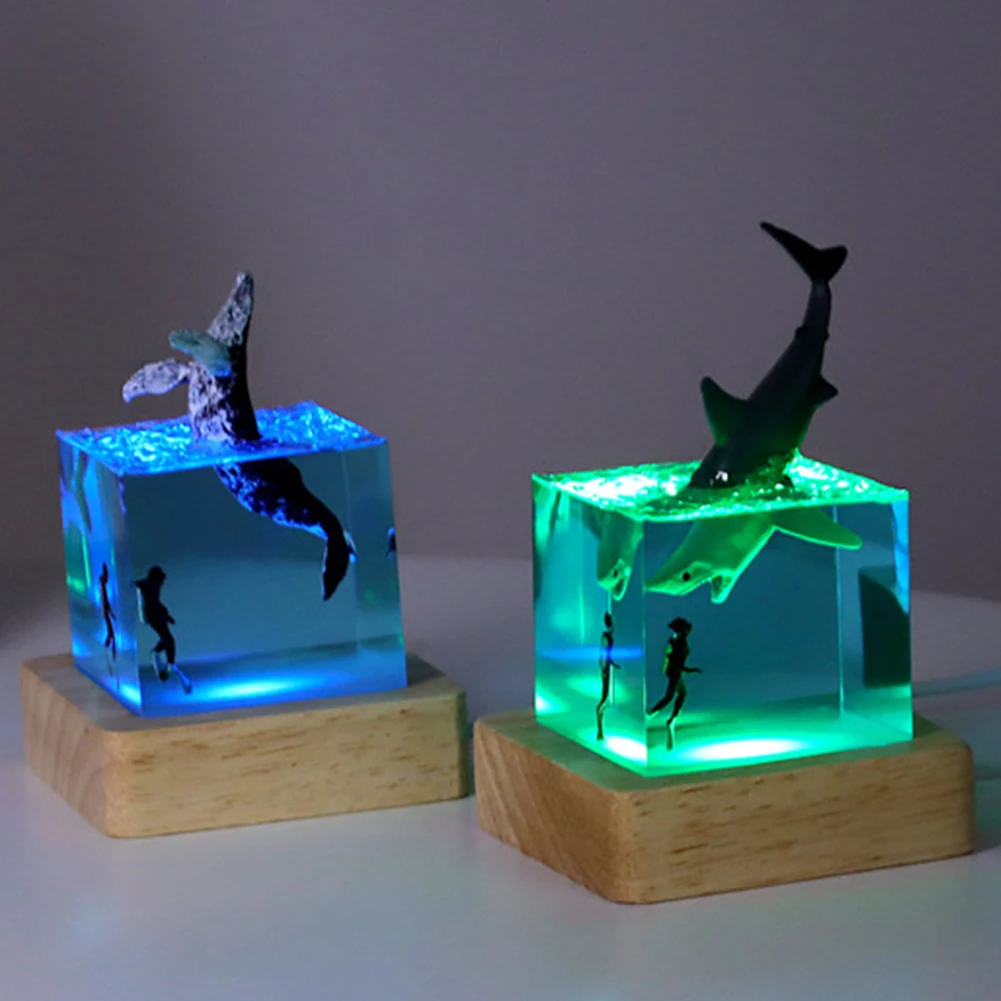 Whale Diver Ocean Decoration with Light Decorative Marine Whale Decor Beluga Killer Whale Megalodon Home Room Decor