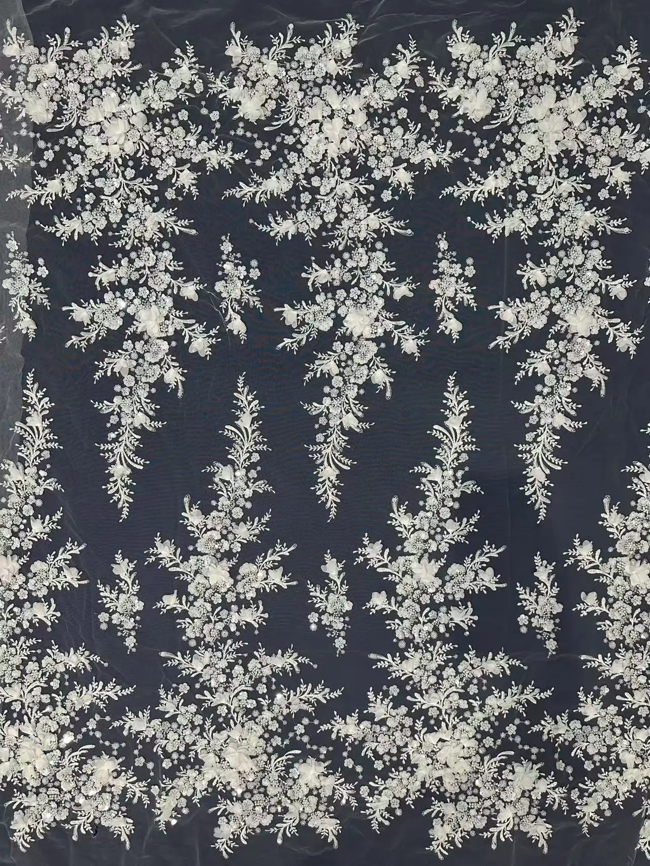 5 Yards African 3D Flower Beads Lace Fabric French Nigerian Embroidery Tulle Fabric Wedding Dress Sewing