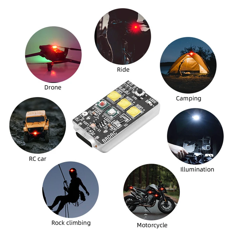 Lumière stroboscopique anti-collision pour drone avec 9 modes de clignotement, visible de loin.