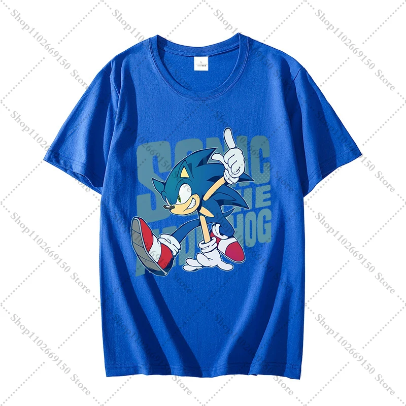 سونيكس الكبار موضة القطن تي شيرت قصير الأكمام المح...