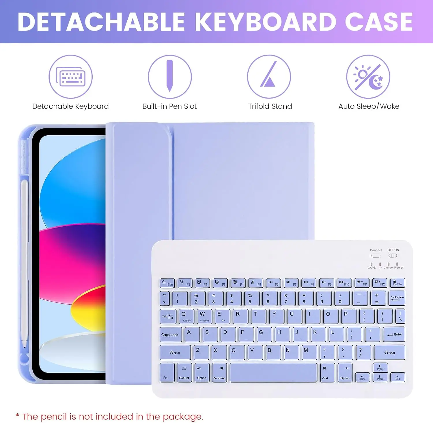 Removable Keyboard Cover Case for Tablets, 11-10.9 Inch