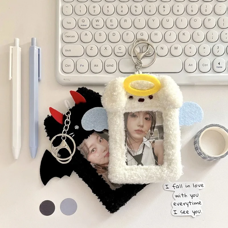 Cute Cartoon Devil Angel Plush Photocard Holder Korean ID Card Holder Student Accessories Kpop Stationery Idol Picture Storage 4