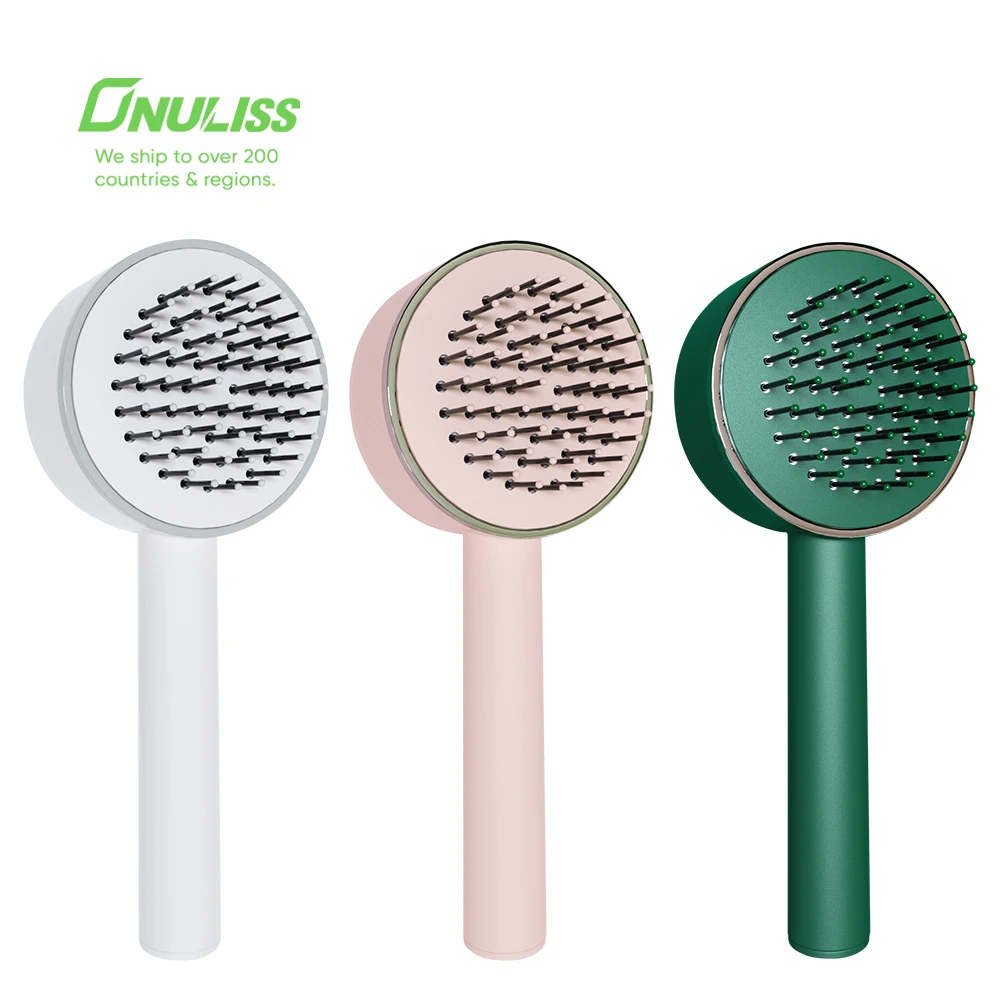Wholesale Private Label Massage Air Cushion Hair Comb Hot Selling Waterpoof Detangle Dry Wet Self Cleaning Hair Brush for Women